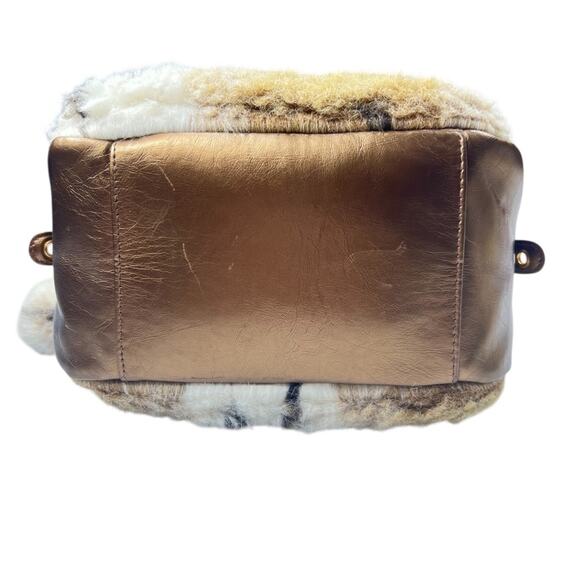 Pritzi Faux Fur Tassel Ball Bronze Mini Shoulder Bag Boho Festival Hippie Chic - Picture 6 of 16